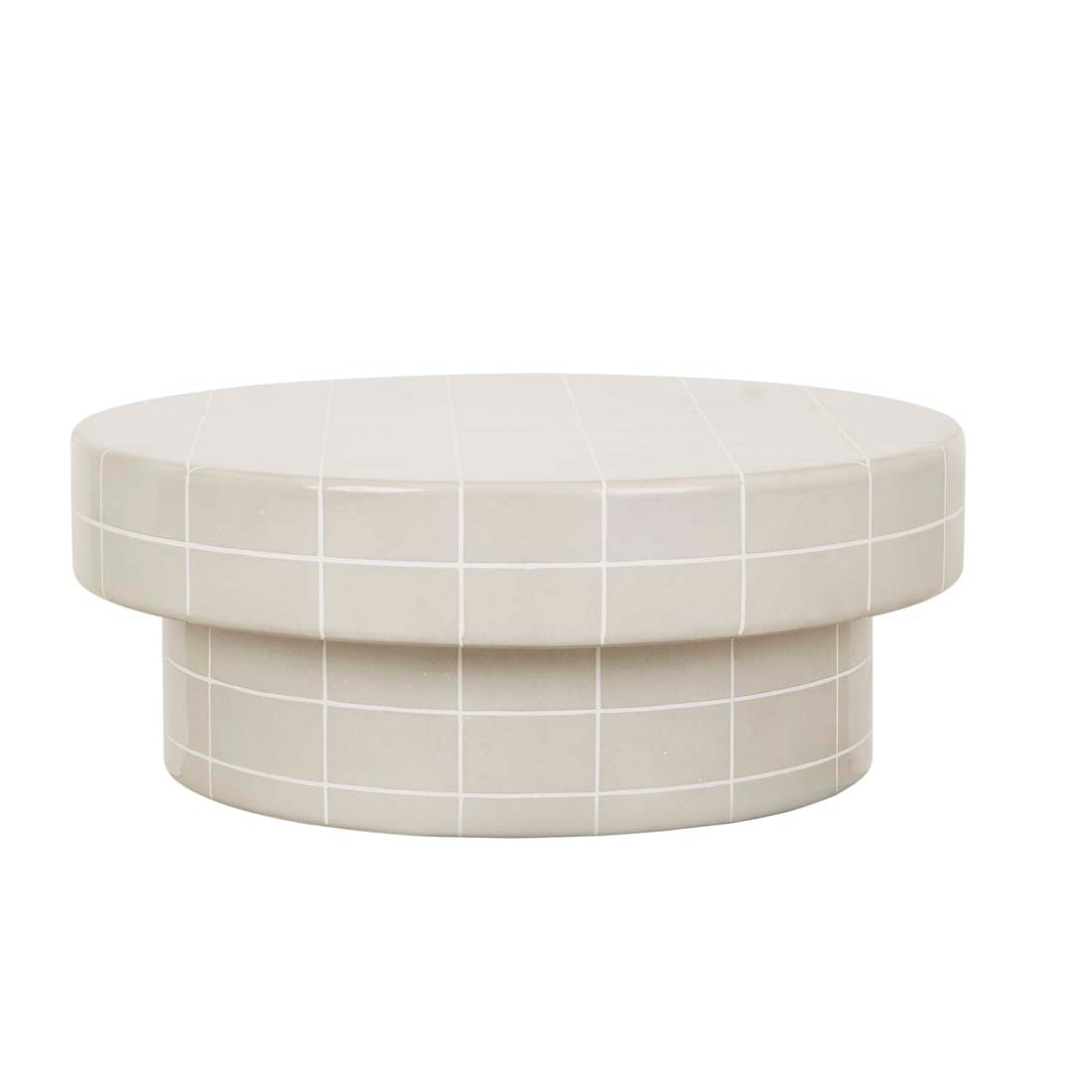 Seville Tile Round Coffee Table - Pearl White