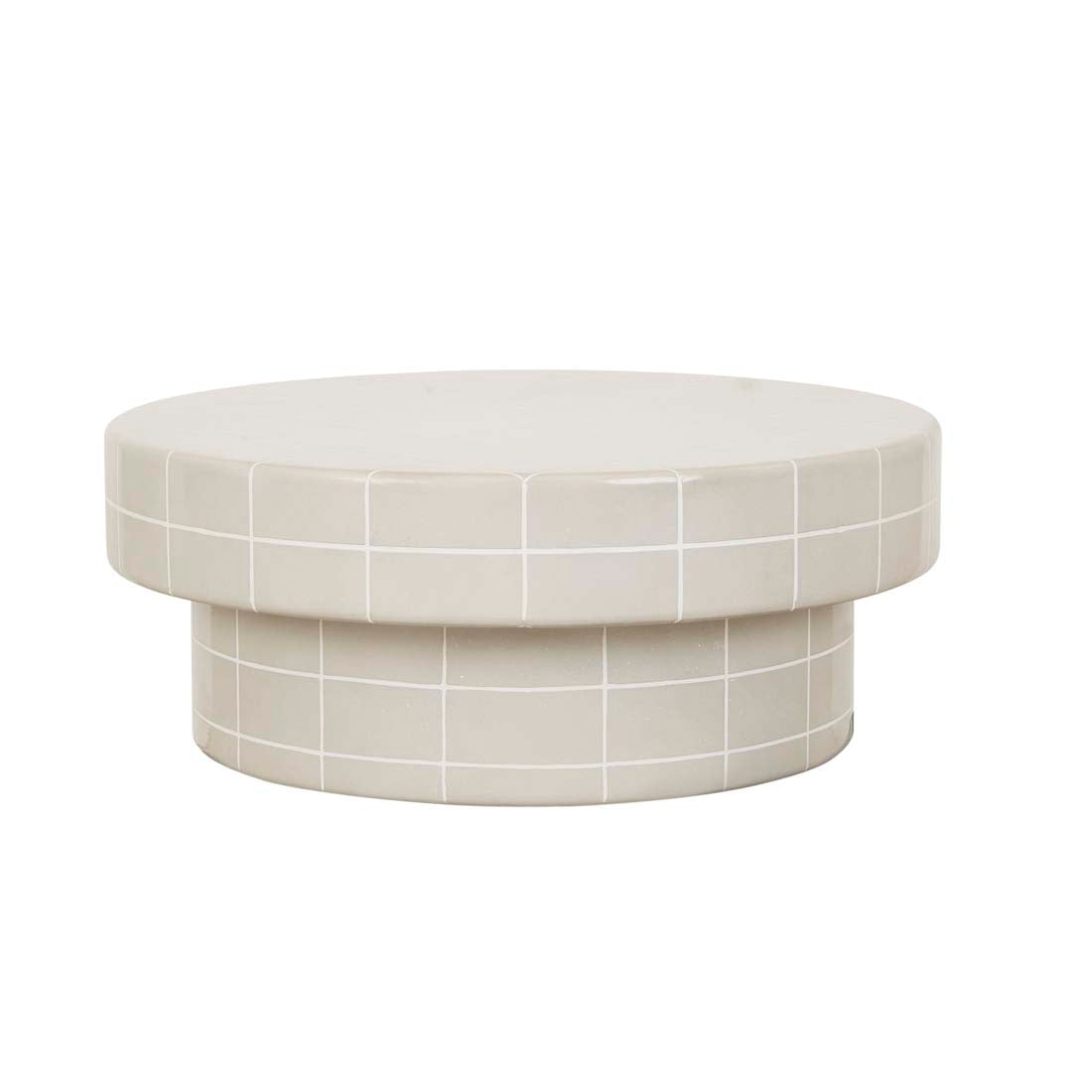 Seville Tile Round Coffee Table - Pearl White