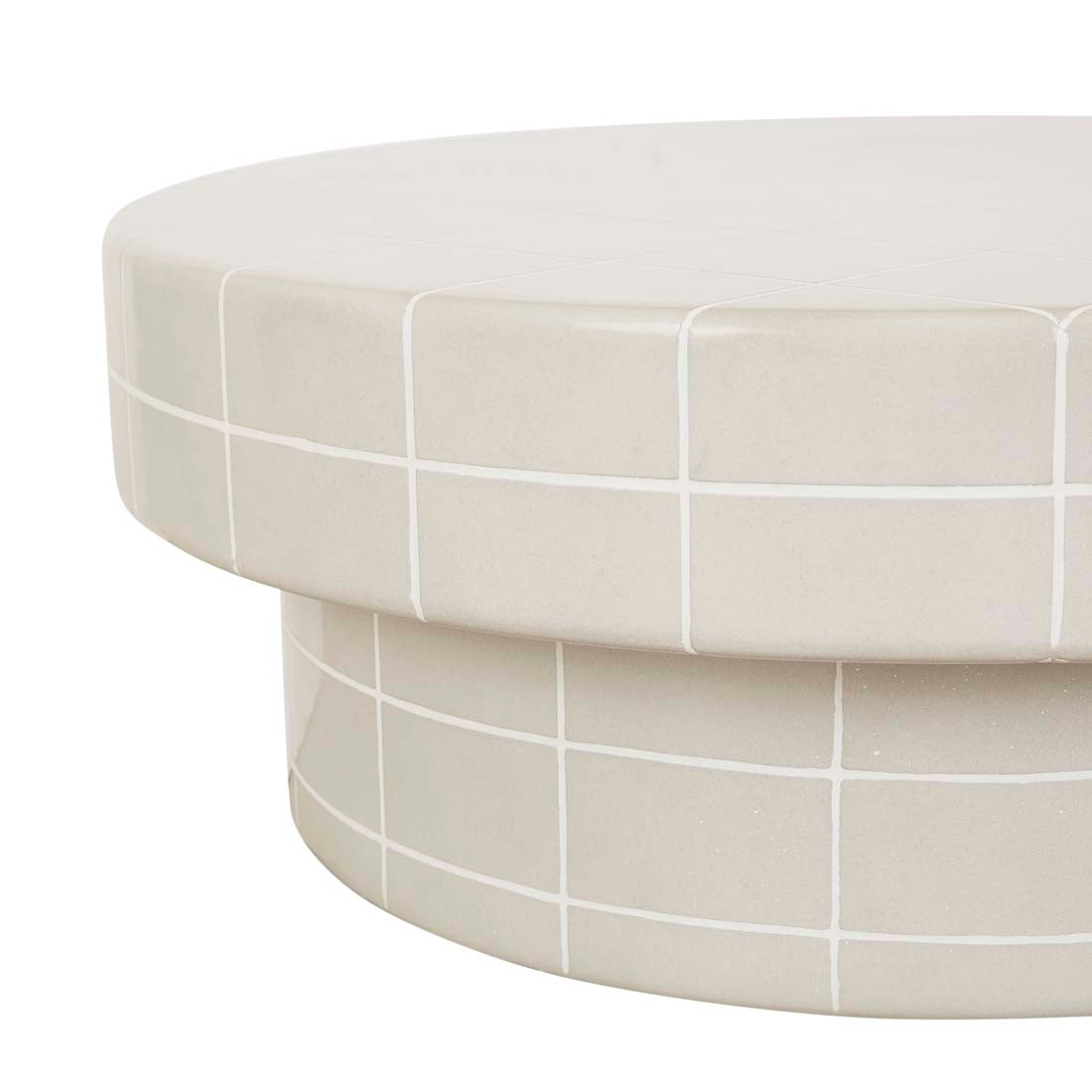 Seville Tile Round Coffee Table - Pearl White