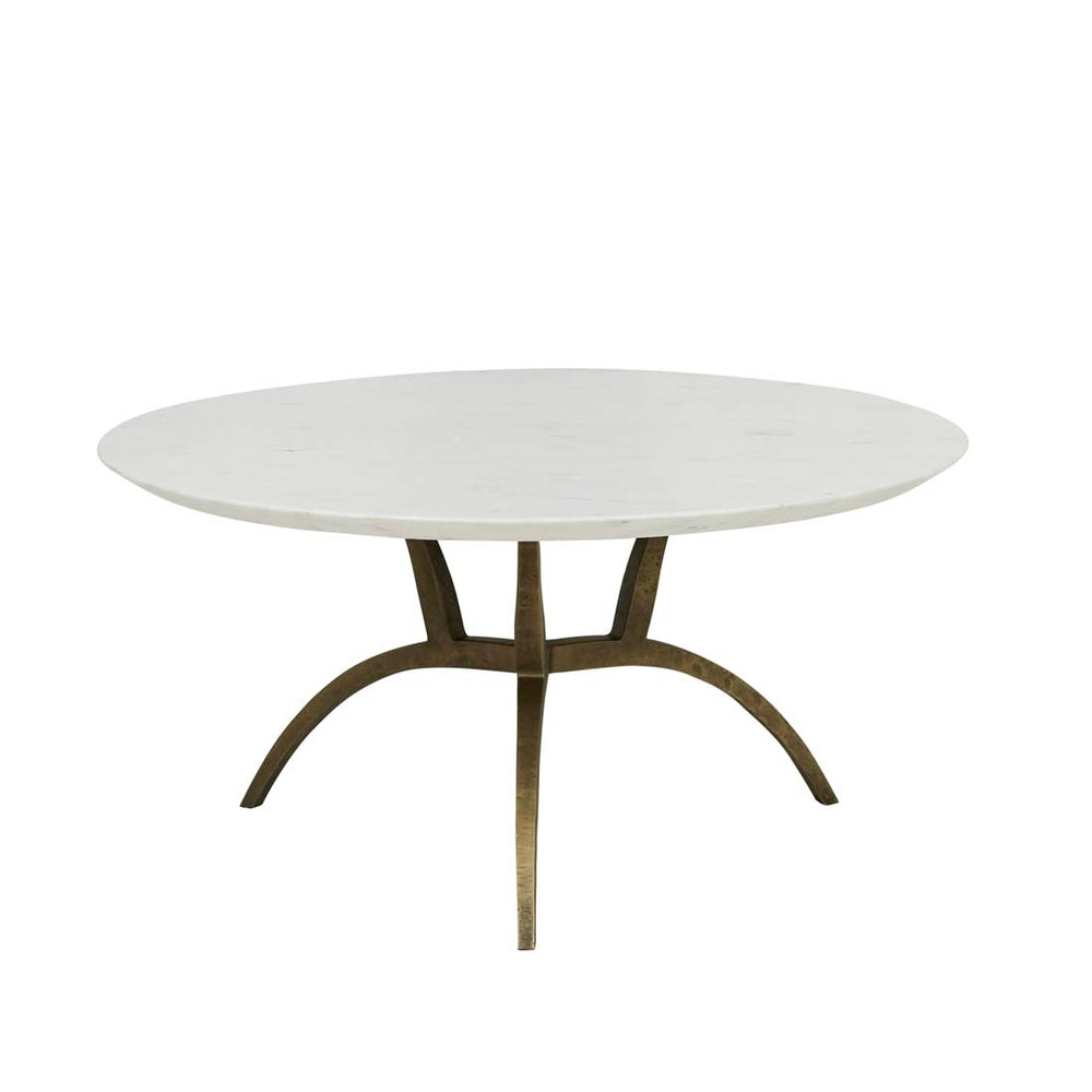 Verona Crescent Coffee Table - White Marble - Antique Brass