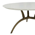 Verona Crescent Coffee Table - White Marble - Antique Brass