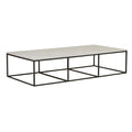 Baxter Platform Marble Coffee Table - Matt White Marble - Black Metal