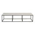 Baxter Platform Marble Coffee Table - Matt White Marble - Black Metal