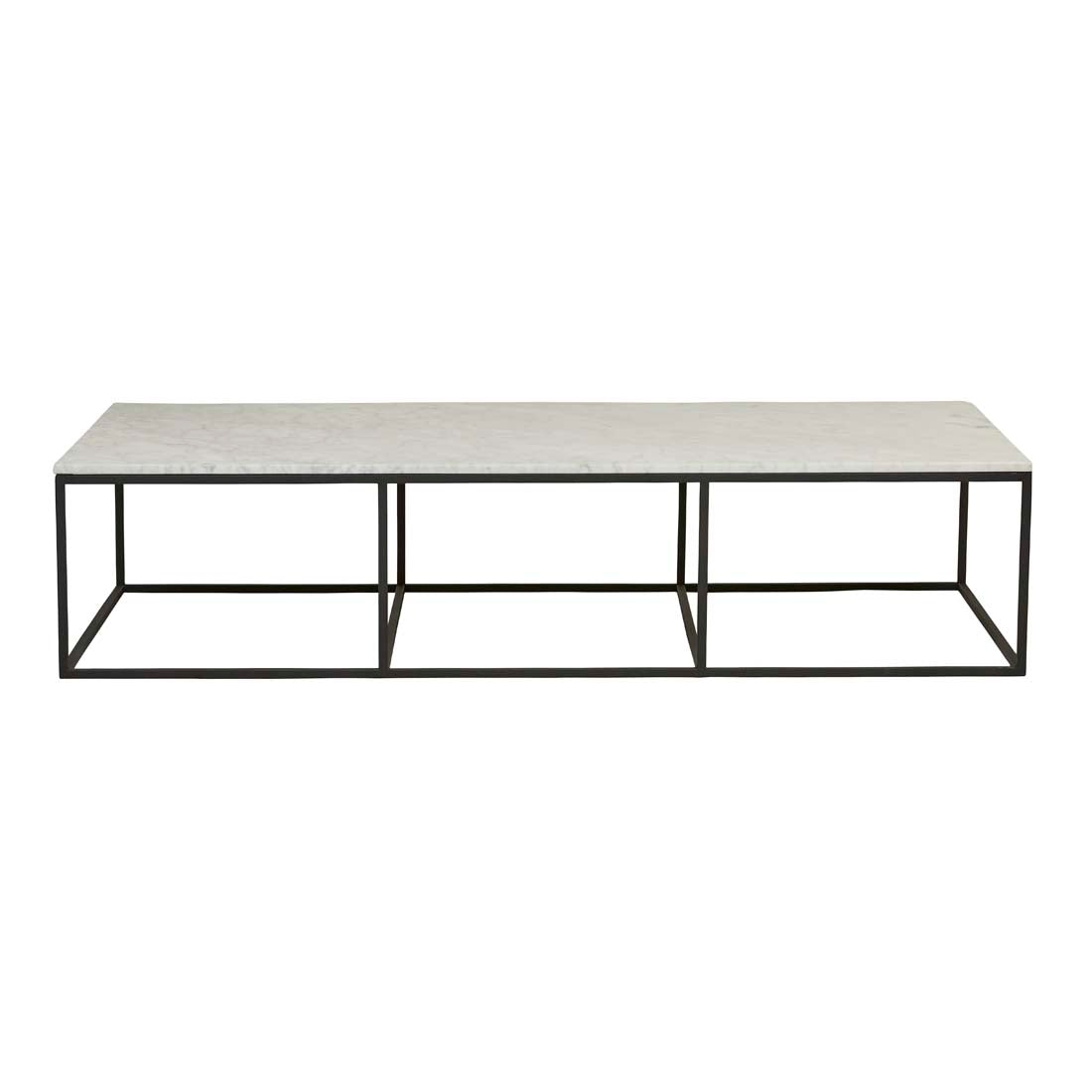 Baxter Platform Marble Coffee Table - Matt White Marble - Black Metal