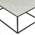 Baxter Platform Marble Coffee Table - Matt White Marble - Black Metal