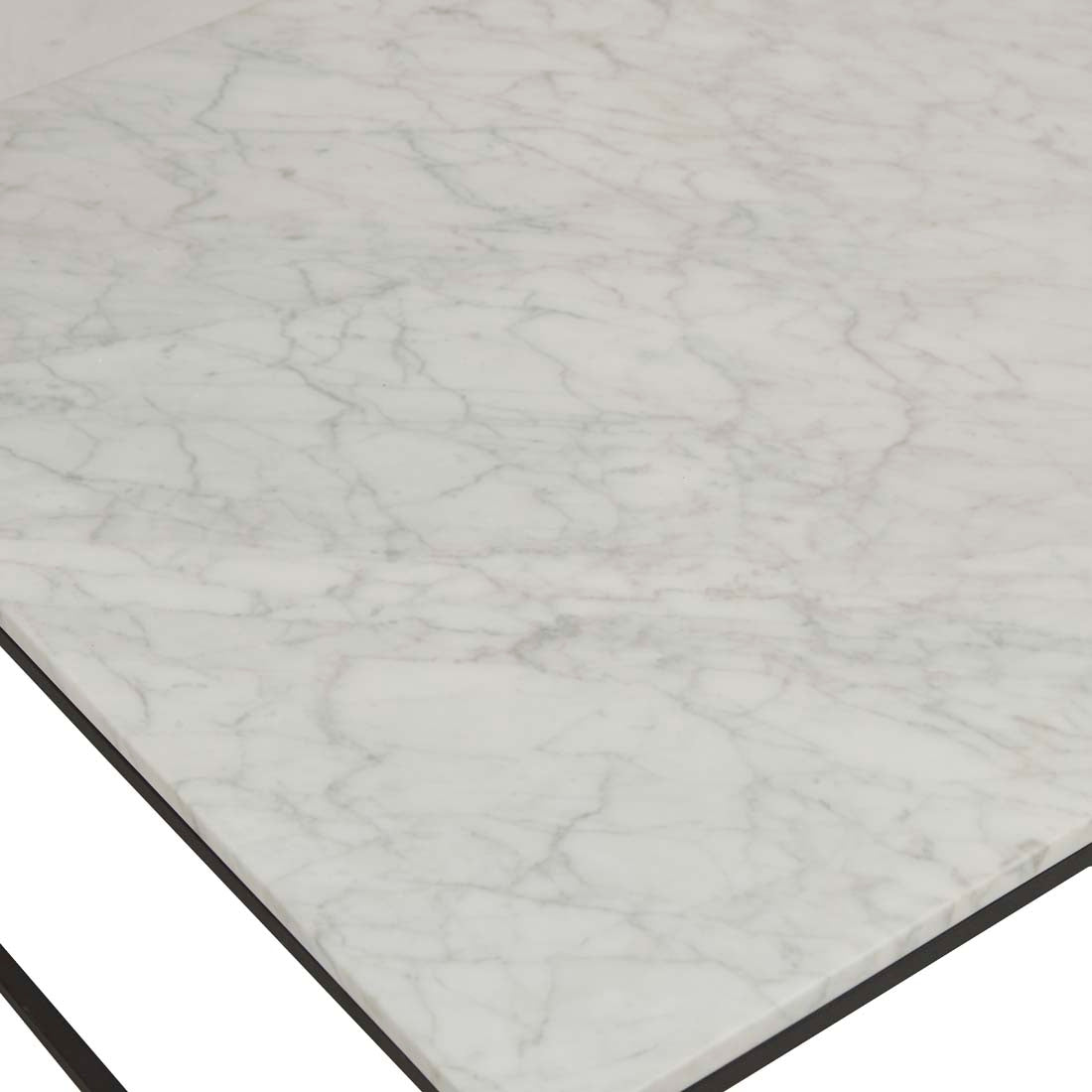 Baxter Platform Marble Coffee Table - Matt White Marble - Black Metal