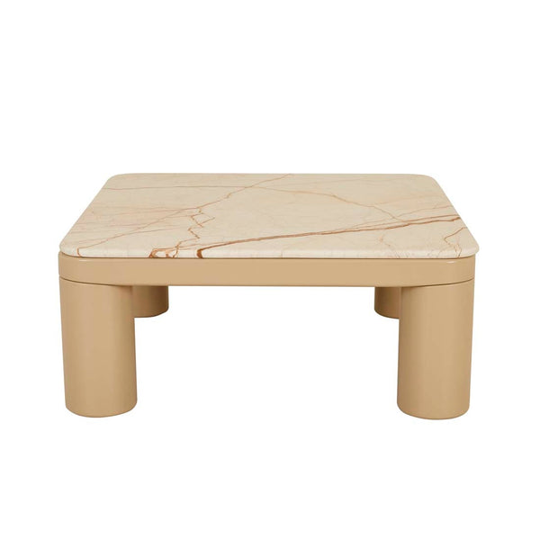 Frankie Marble Coffee Table - Matt Brown Vein Marble - Gloss Camel