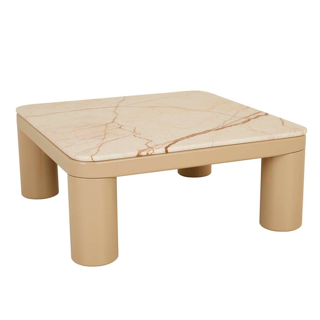 Frankie Marble Coffee Table - Matt Brown Vein Marble - Gloss Camel