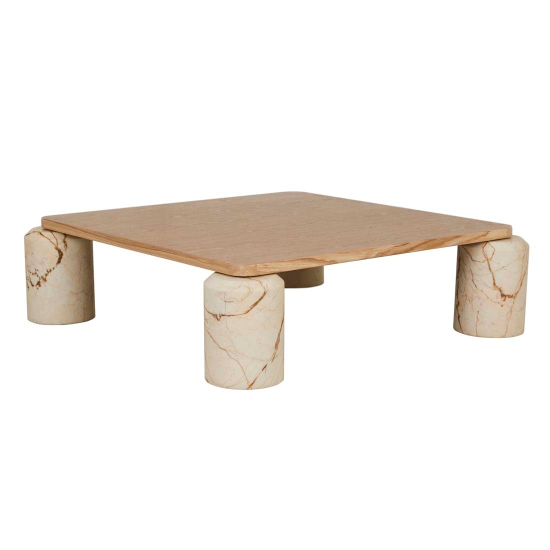 Pablo Marble Coffee Table - Natural Ash - Natural Brown Vein Marble