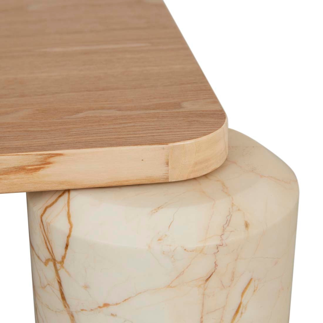 Pablo Marble Coffee Table - Natural Ash - Natural Brown Vein Marble