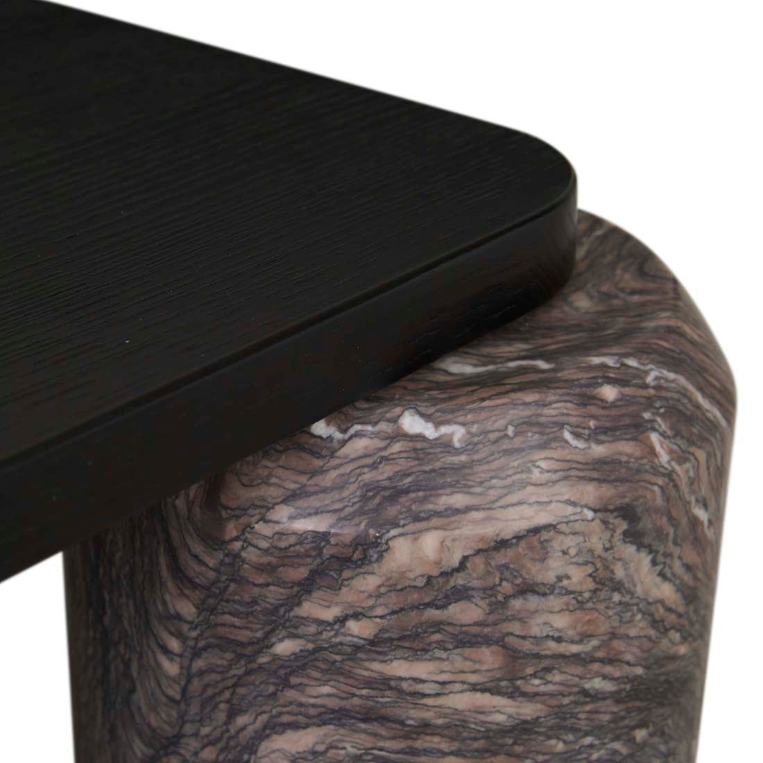 Pablo Marble Coffee Table - Matt Dark Oak - Natural Storm Marble