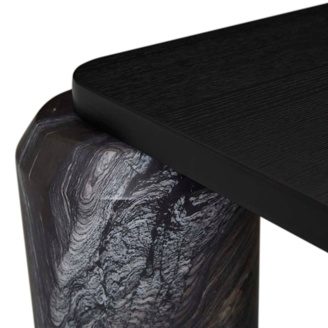 Pablo Marble Coffee Table - Matt Dark Oak - Natural Storm Marble