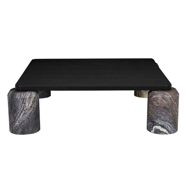 Pablo Marble Coffee Table - Matt Dark Oak - Natural Storm Marble