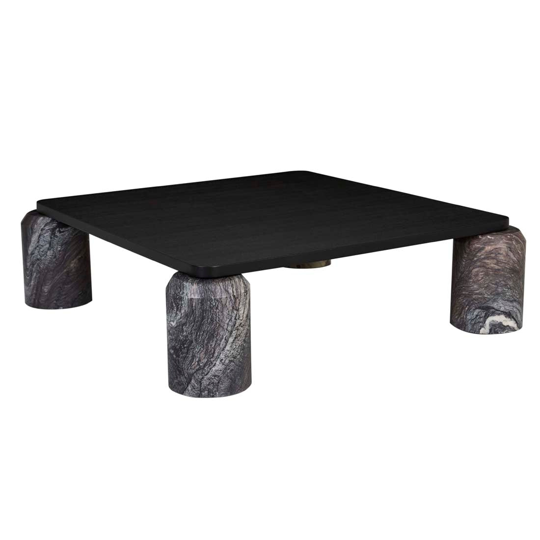 Pablo Marble Coffee Table - Matt Dark Oak - Natural Storm Marble