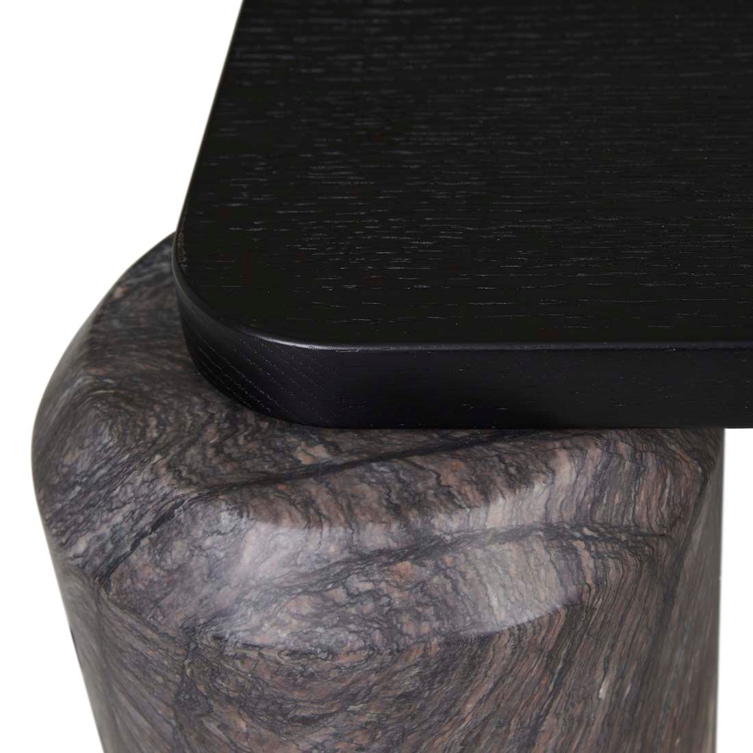 Pablo Marble Coffee Table - Matt Dark Oak - Natural Storm Marble