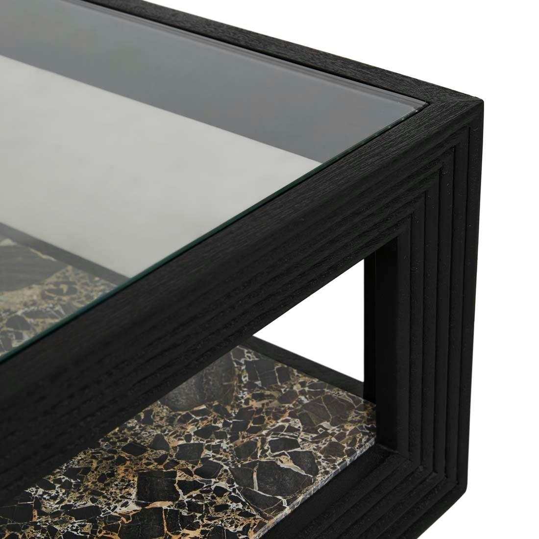 Zephyr Coffee Table - Golden Portoro - Sandblasted Black