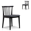 Set of 2 - Garret Wooden Dining Chair - Full Black