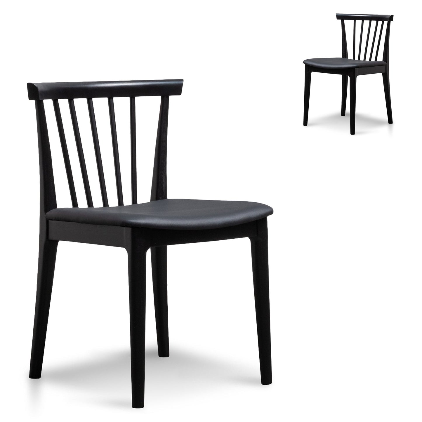 Set of 2 - Garret Wooden Dining Chair - Full Black