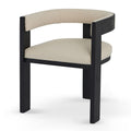 Set of 2 - Miles Black ELM Dining Chair - Light Beige