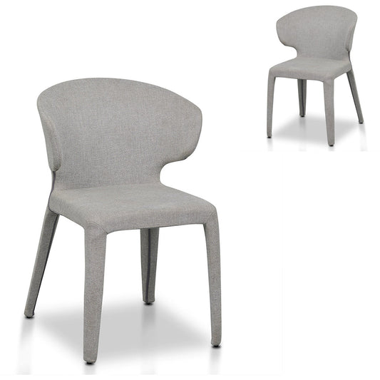 Set of 2 - Pollard Fabric Dining Chair - Coastal Light Grey