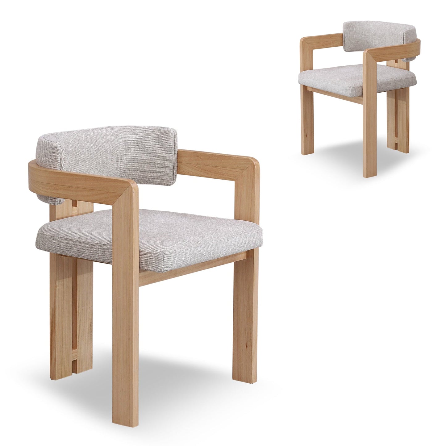 Set of 2 - Merari Natural NZ Ash Dining Chair - Stone Beige