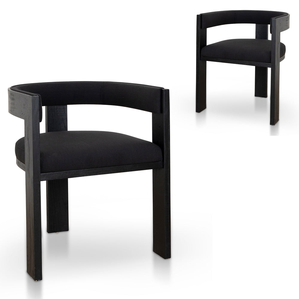 Set of 2 - Miles ELM Dining Chair - Full Black