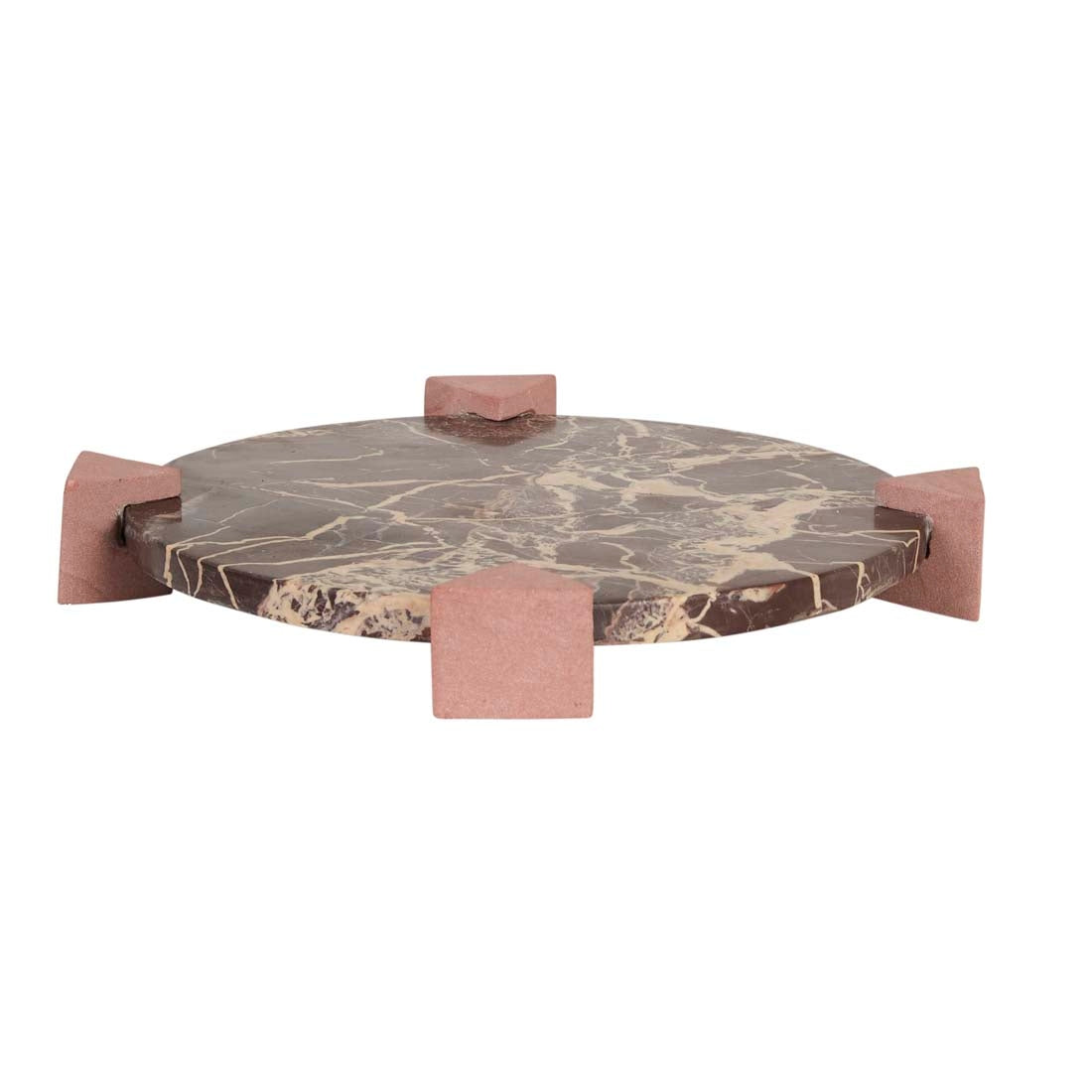 Rufus Hedra Round Tray - Cherry Marble - Red Sandstone