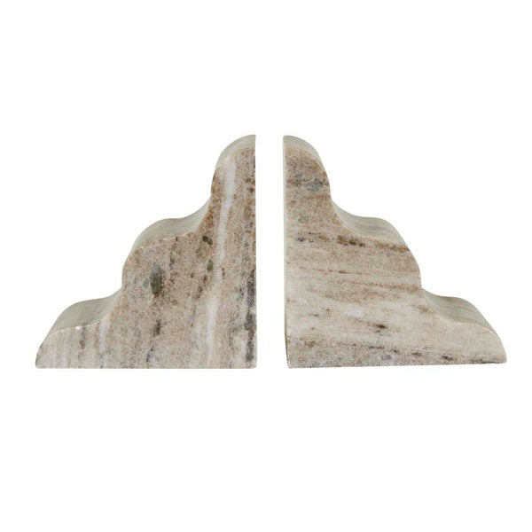 Rufus Wave Set of 2 Bookends - Oat Marble