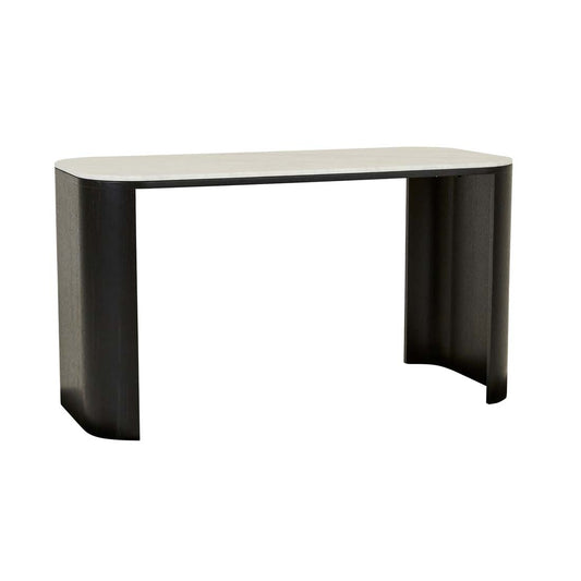 Classique Marble Desk - Matt White Marble - Dark Oak