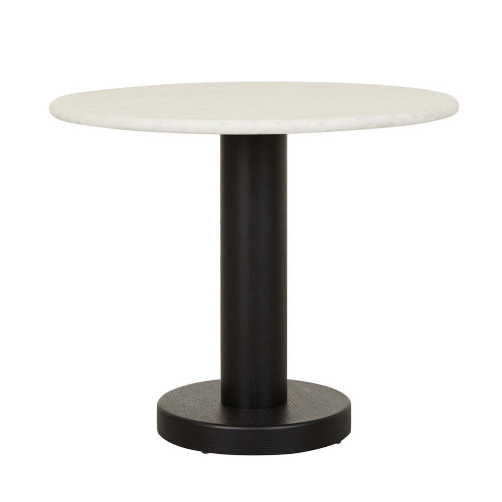 Freddie Marble Dining Table - Matt White Marble - Matt Black Oak