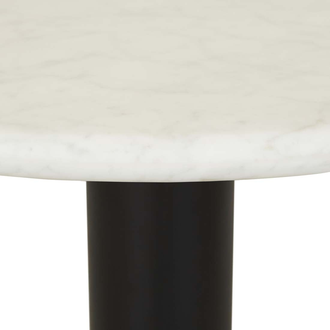 Freddie Marble Dining Table - Matt White Marble - Matt Black Oak