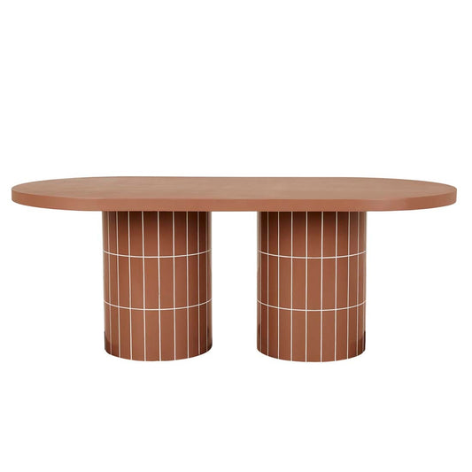 Seville Tile Oval Dining Table - Burnt Sienna Tile