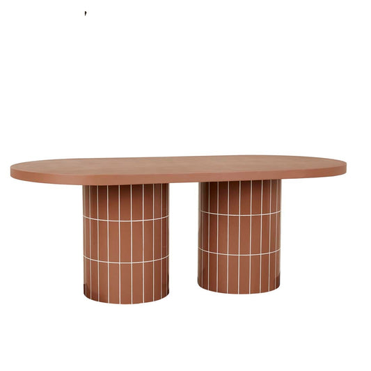 Seville Tile Oval Dining Table - Burnt Sienna Tile