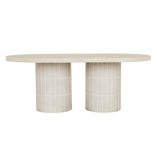 Seville Tile Oval Dining Table - Pearl White