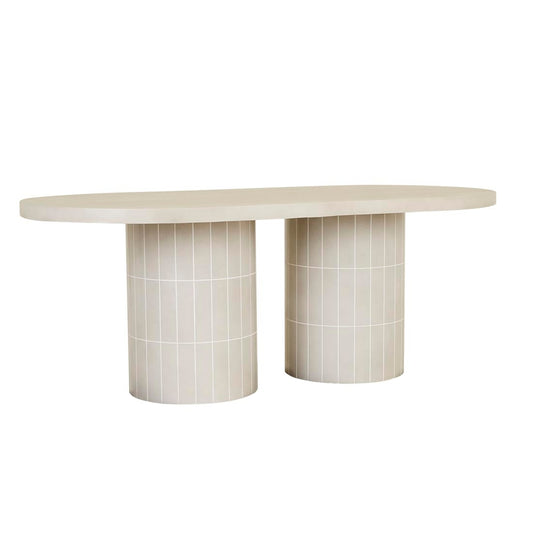 Seville Tile Oval Dining Table - Pearl White