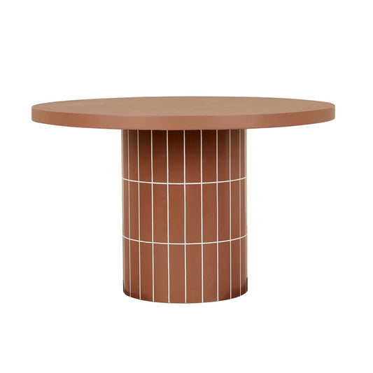 Seville Tile Round Dining Table - Burnt Sienna Tile