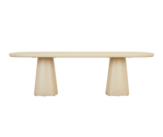 Valencia Dining Table - Faux Travertine - Beige