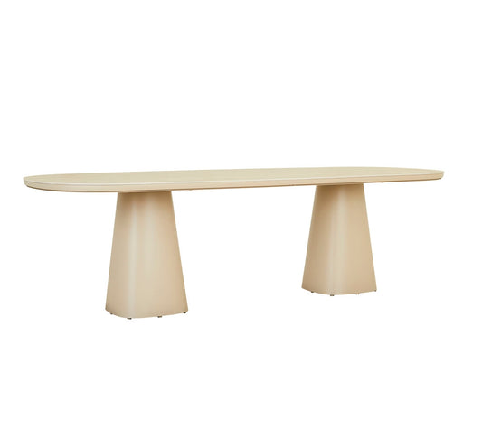 Valencia Dining Table - Faux Travertine - Beige