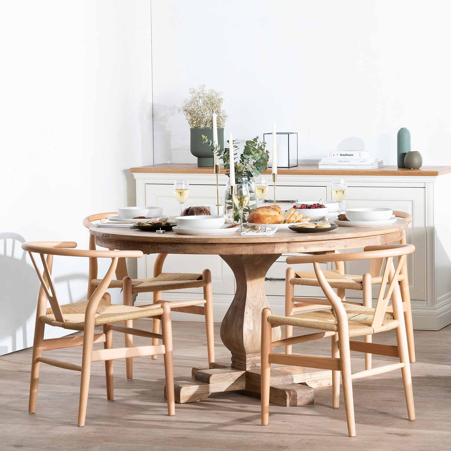 Gene Reclaimed 1.4m Round Dining Table - Rustic Natural