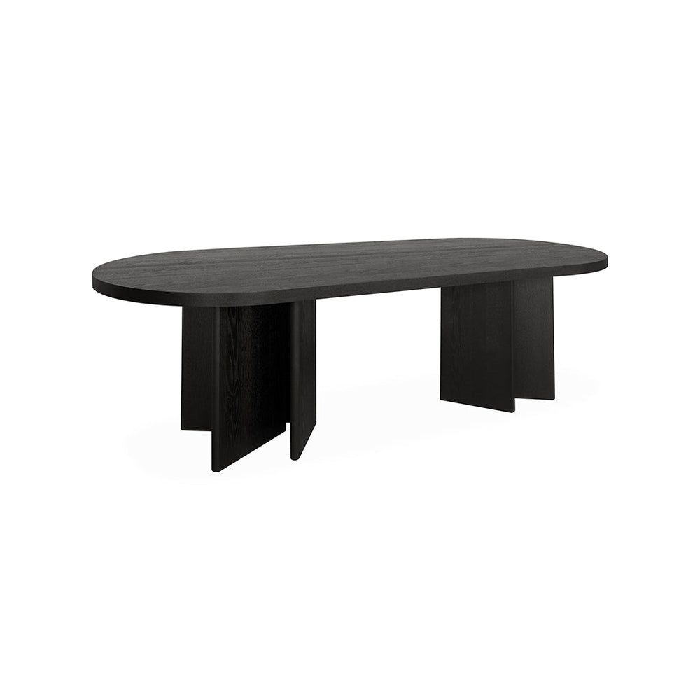 Roshan 2.4m Pill Shape Dining Table - Textured Espresso Black