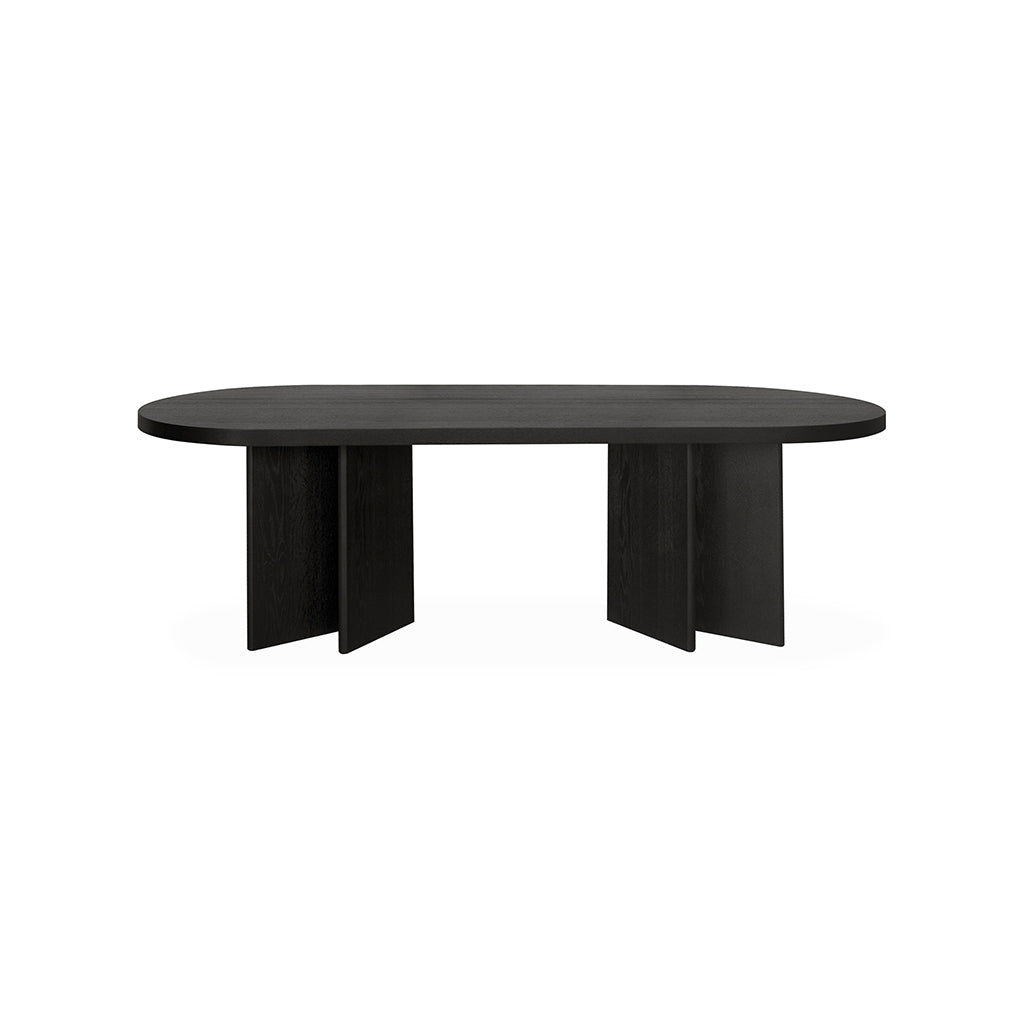 Roshan 2.4m Pill Shape Dining Table - Textured Espresso Black