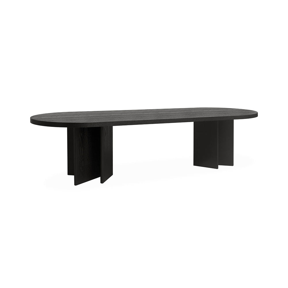 Roshan 3m Pill Shape Dining Table - Textured Espresso Black