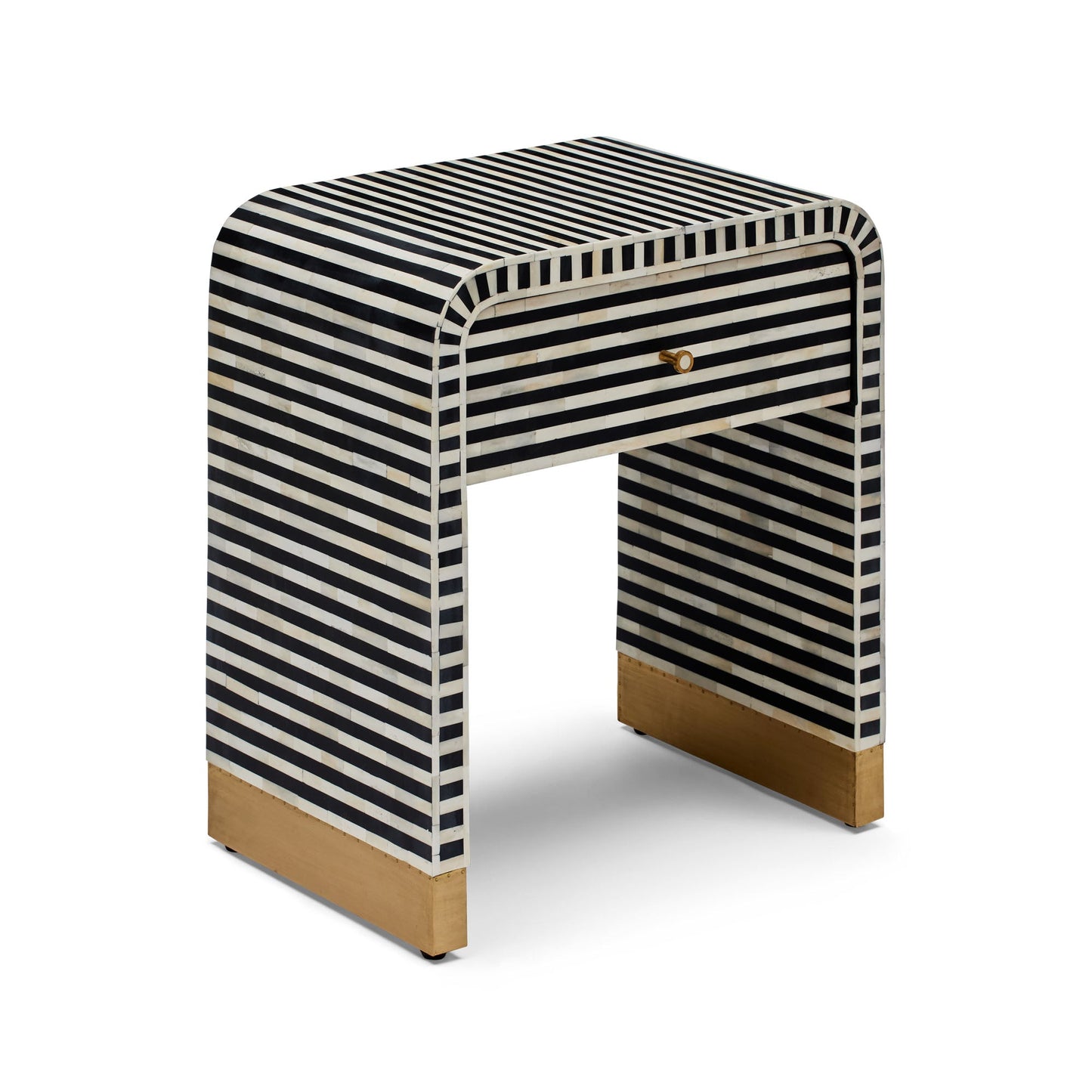 Amo Bone Inlay Bedside Black