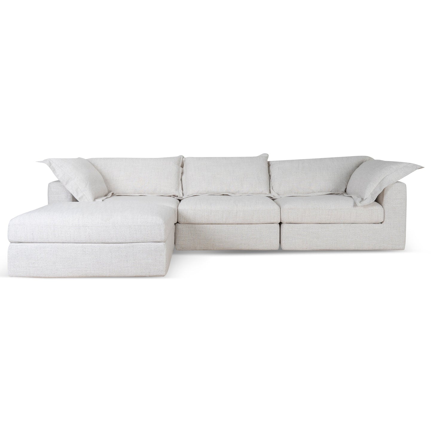 Daniyal 3 Seater Chaise Sofa - Silver Grey