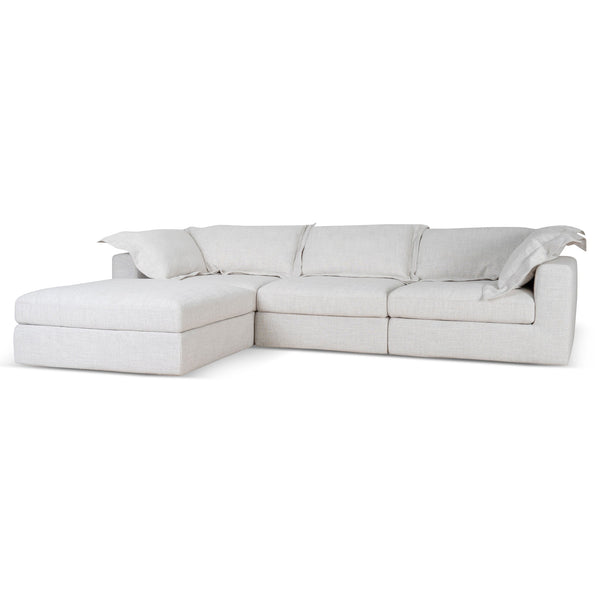 Daniyal 3 Seater Chaise Sofa - Silver Grey