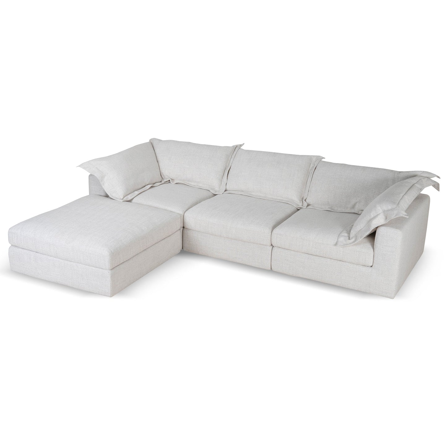 Daniyal 3 Seater Chaise Sofa - Silver Grey