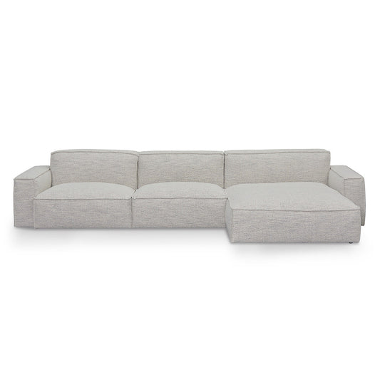 Roshil Right Chaise Fabric Sofa - Fog Grey