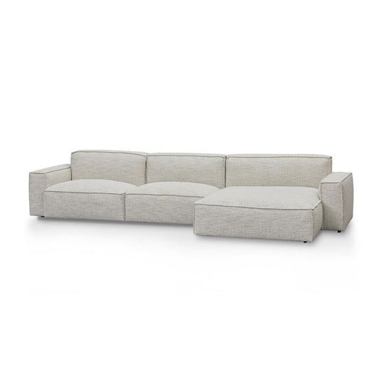 Roshil Right Chaise Fabric Sofa - Fog Grey