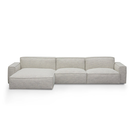 Roshil Left Chaise Fabric Sofa - Fog Grey