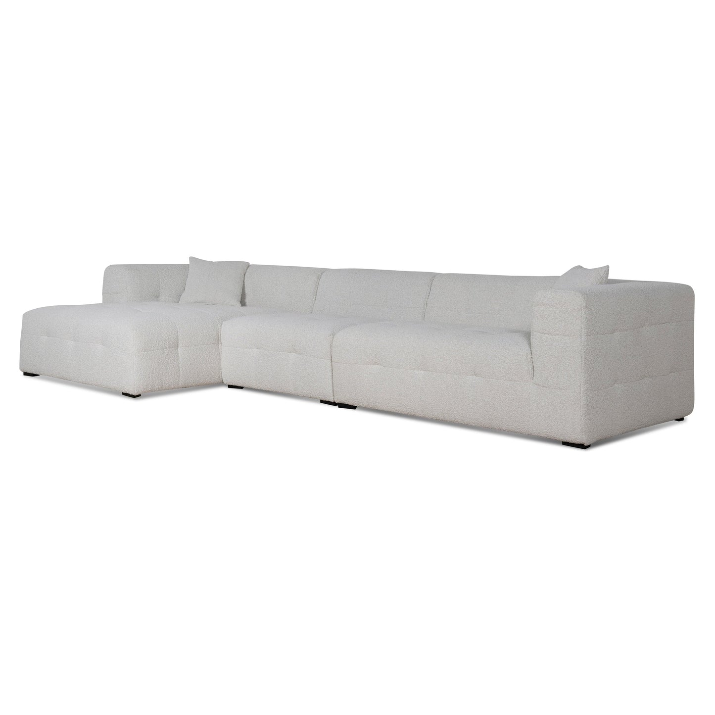 Almira 4 Seater Left Chaise Sofa - Pearl Boucle